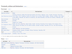 Terminals, airlines and destinations service